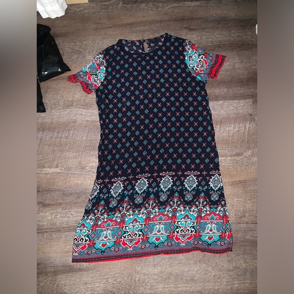 EMERY ROSE Flounce Sleeve Print dress